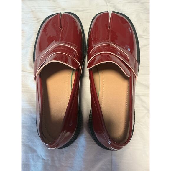 ARNO CONTI Unisex W 11 M 10.5 Loafers Burgundy Patent Leather Chunky Split Toe main image 5